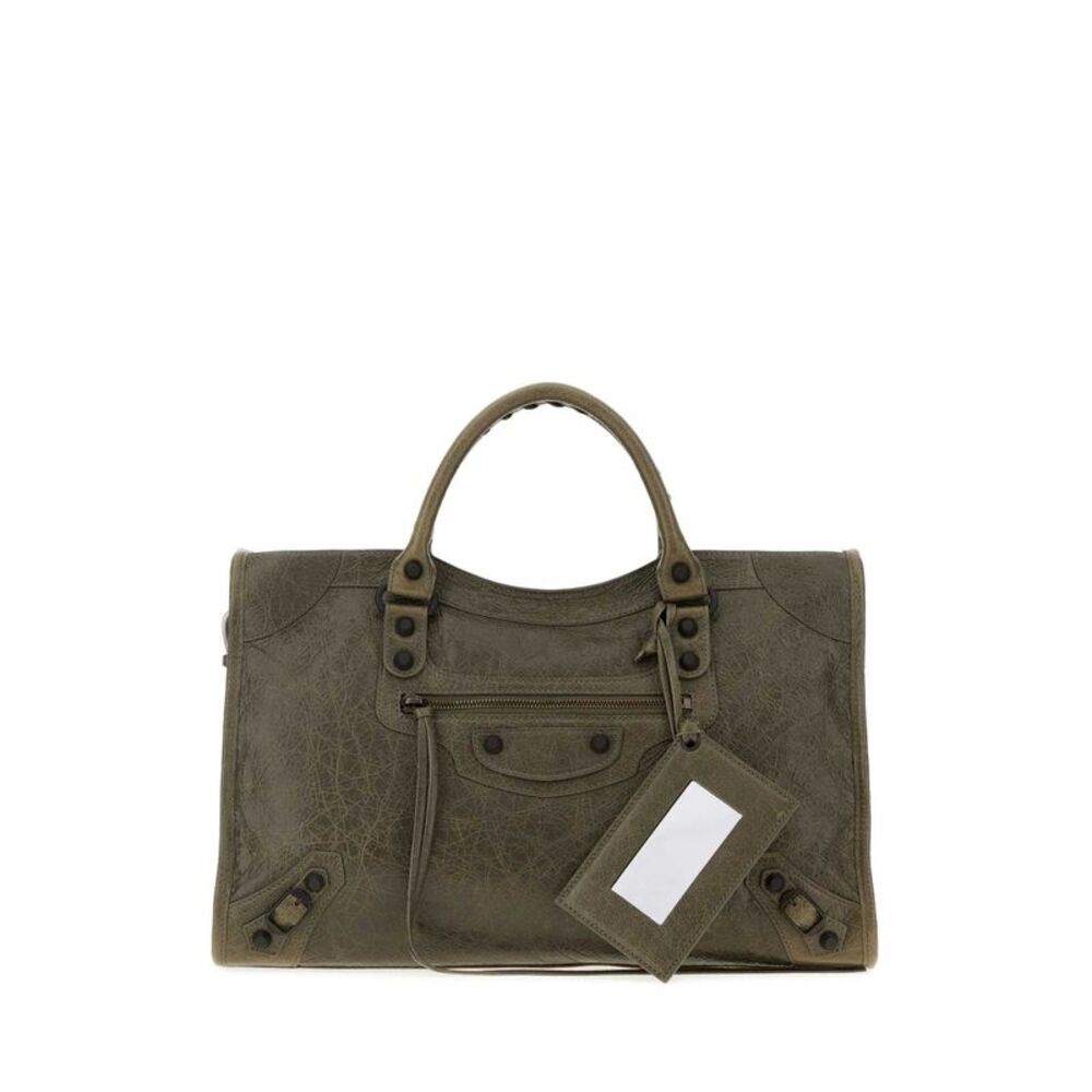 Balenciaga Women Army Green Leather Medium Le City Handbag